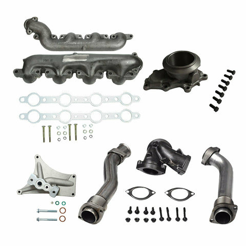 For 99.5-03 Ford 7.3 Powerstroke Diesel Bellowed Up Pipes Turbo Pedestal&Housing